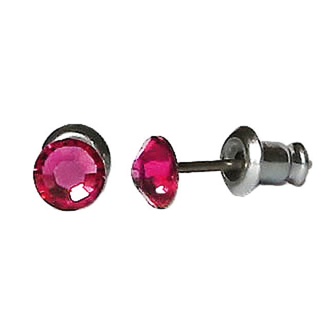 Náušnice Swarovski Elements s broušeným krystalem, visací, tvar tečka, tmavě růžová