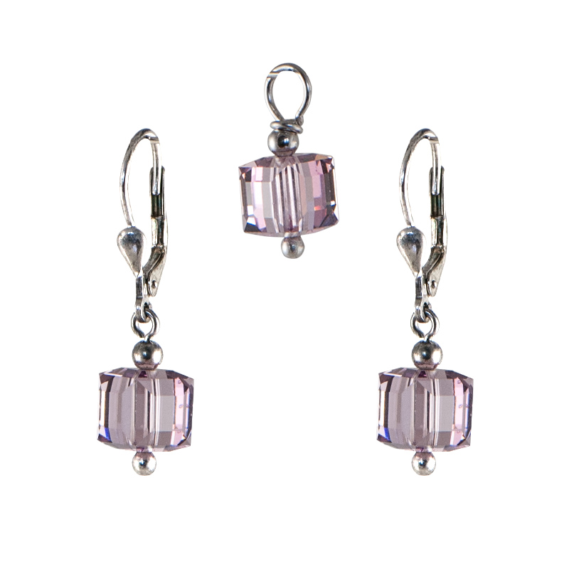 Souprava se Swarovski Elements kostky 39032.3 Light Amethyst