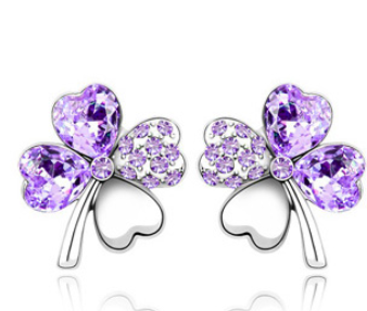 Náušnice čtyřlístek světle fialové Violet