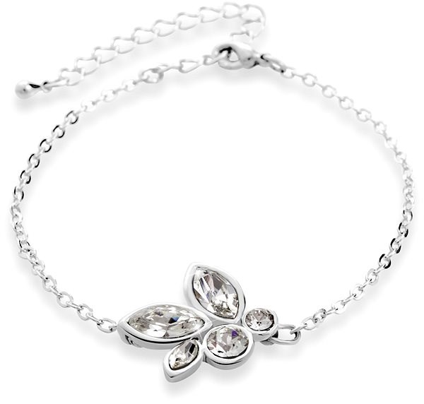 Náramek květ se Swarovski Elements Stříbrný Krystal
