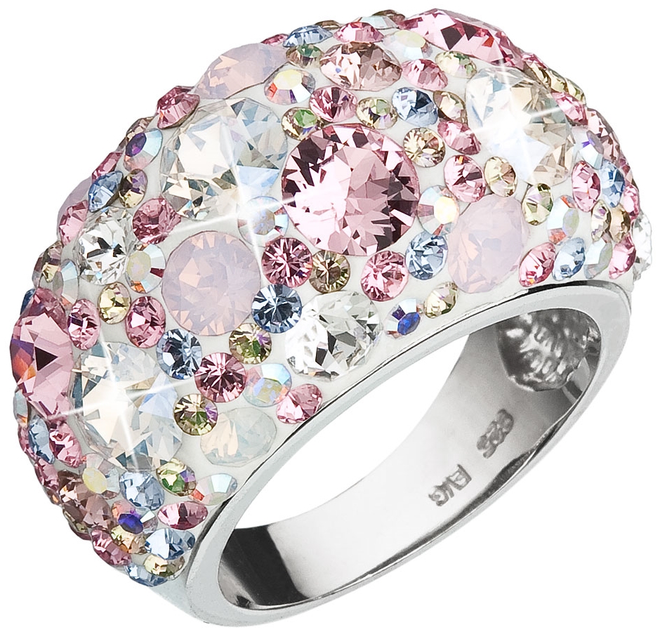 Stříbrný prsten s krystaly Swarovski růžový 35028.3 Magic Rose 62
