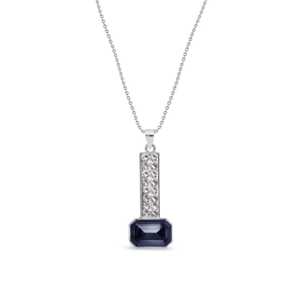 Levně Náhrdelník šedý se Swarovski Elements Royal Wand NFM2602CSN Silver Night