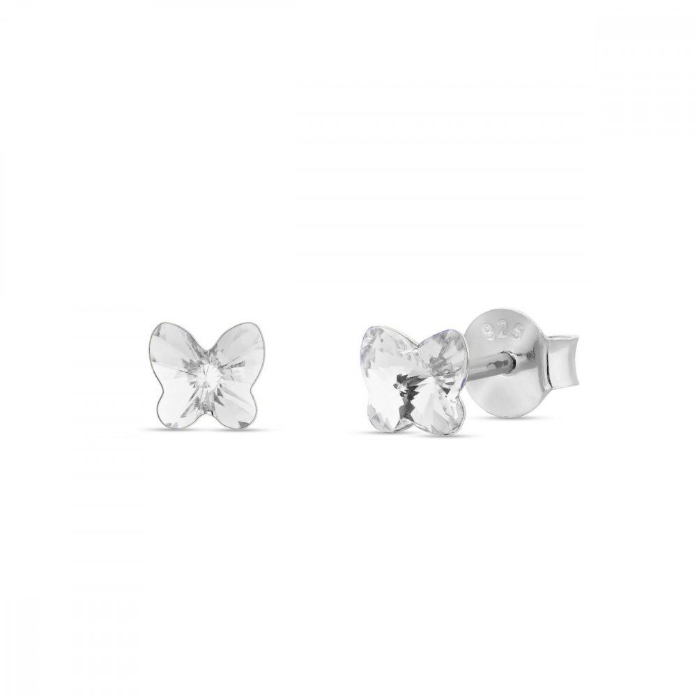 Náušnice čiré se Swarovski Elements Small Butterfly K47485C Krystal