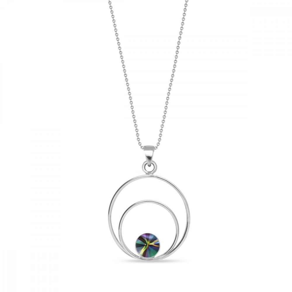 Levně Náhrdelník duhový se Swarovski Elements Glory NOD1122SS29RD Rainbow Dark