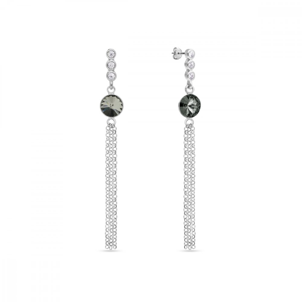 Náušnice šedé se Swarovski Elements Ballena KC1122SS29BD Black Diamond