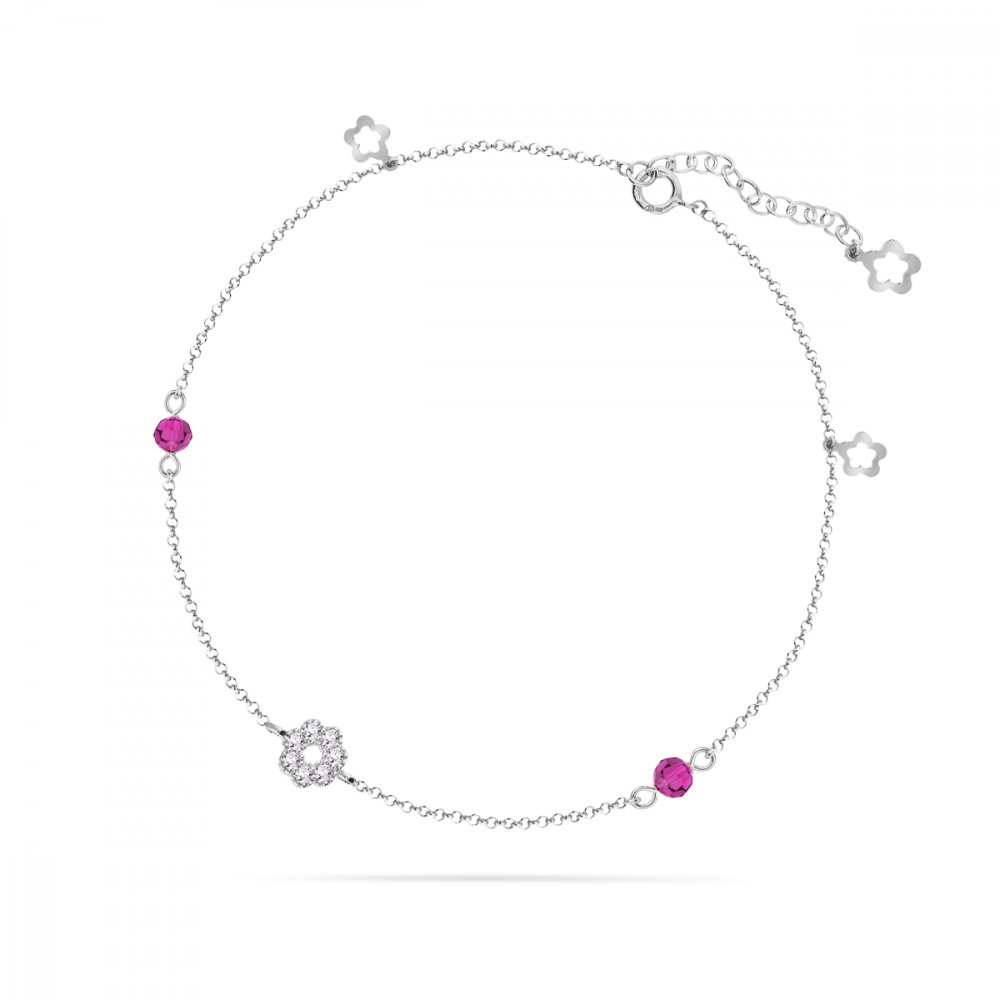 Řetízek na nohu růžový se Swarovski Elements Malo BA210113000F Fuchsia