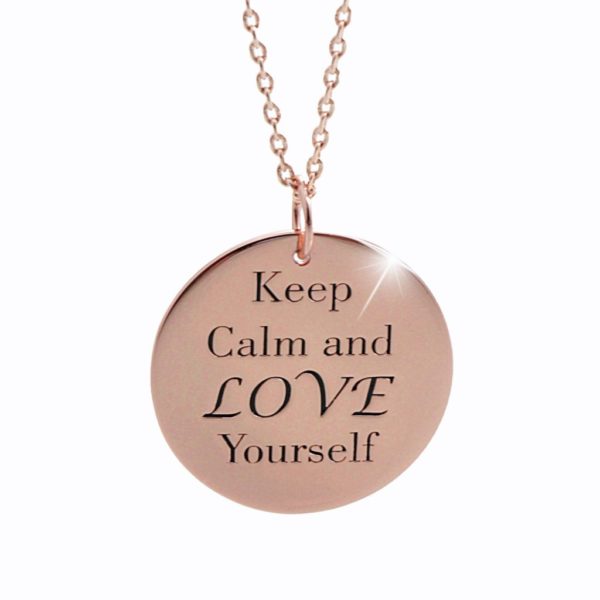 Náhrdelník růžový Keep calm and love yourself Rose Gold