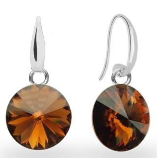Náušnice Rivoli se Swarovski Elements Candy KW112212ST Smoked Topaz 10 mm