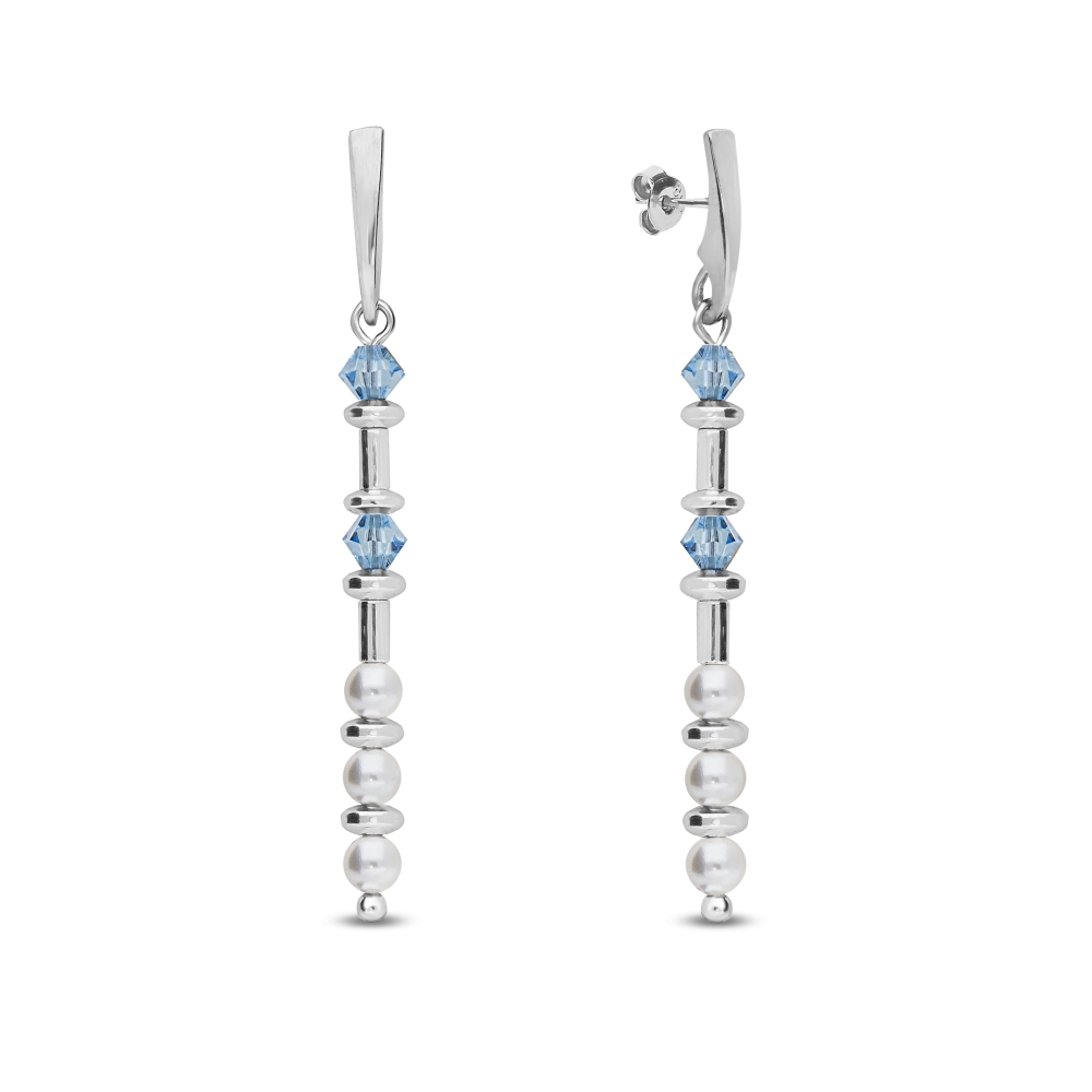 Stříbrné náušnice modré se Swarovski Elements Clematis K58105328WAQ Aqua