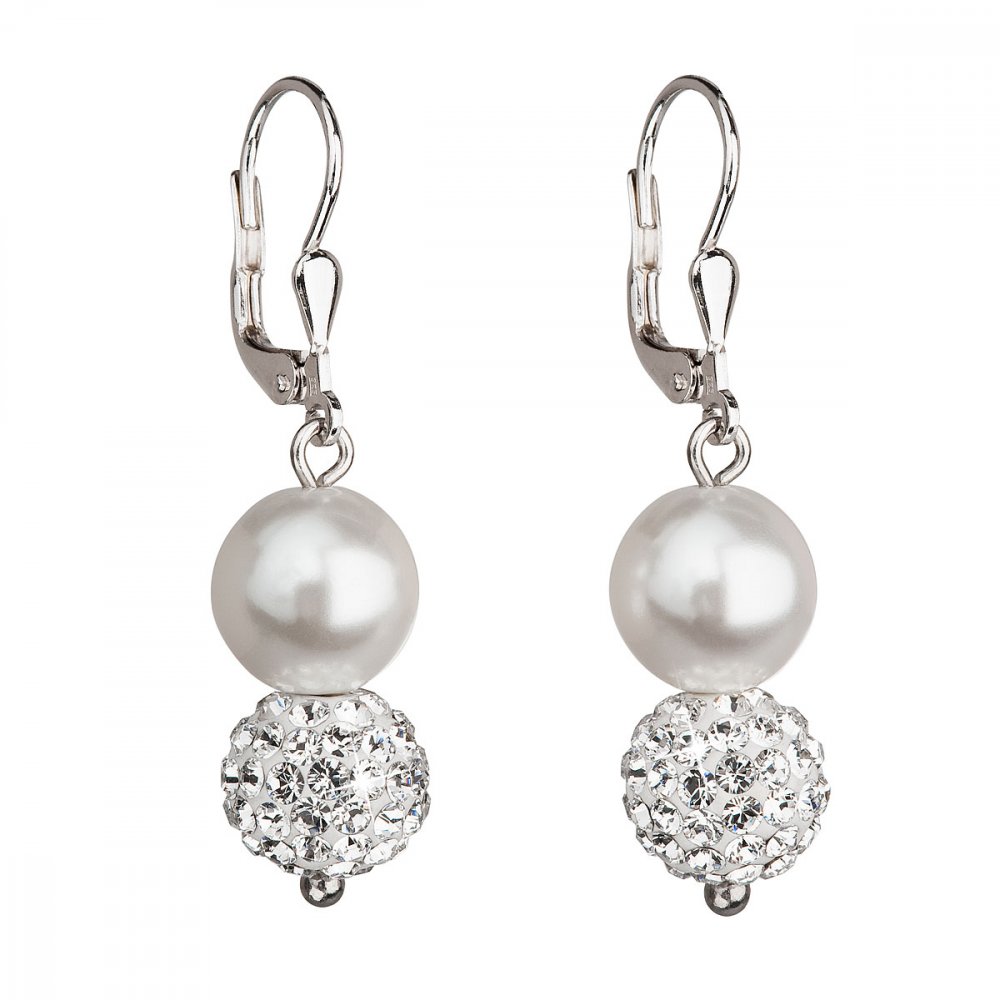 Náušnice se Swarovski Elements 31155.1 Bílá