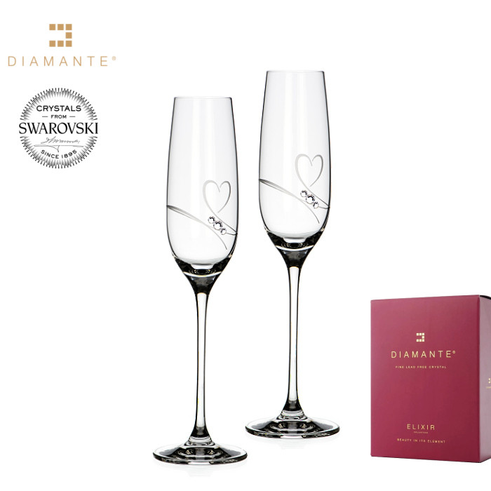 Sklenice srdíčka na sekt se Swarovski Elements Romance Elixir 200 ml