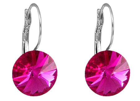 Náušnice růžové Rivoli se Swarovski Elements Fuchsia 14 mm