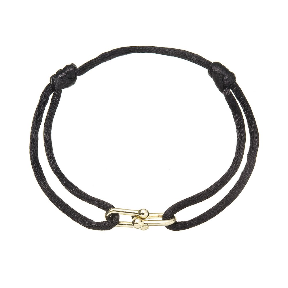 Levně Kabbalah náramek s pozlacenou ozdobou 13094.3 black