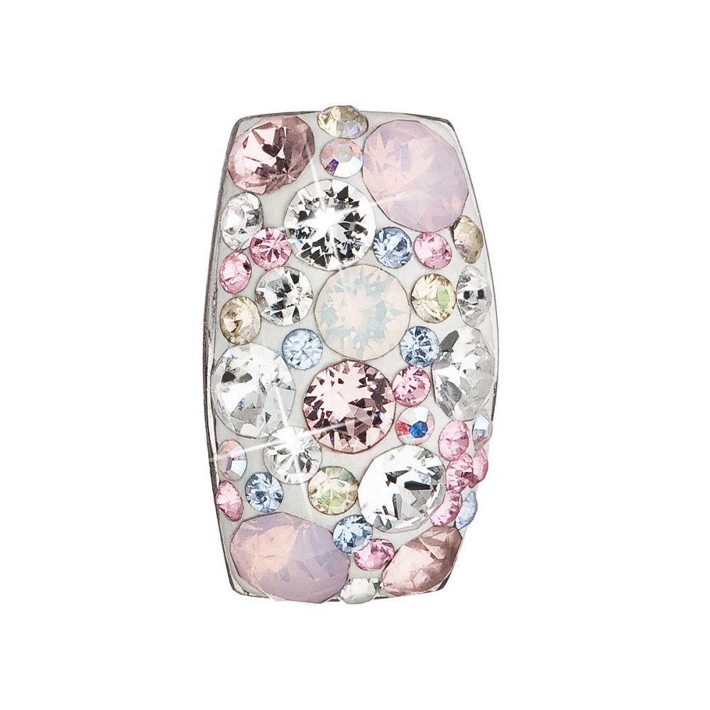 Levně Stříbrný přívěsek s krystaly Swarovski růžový obdélník 34194.3 Magic Rose