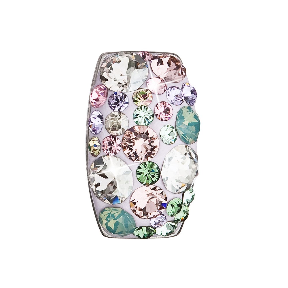 Levně Stříbrný přívěsek s krystaly Swarovski mix barev obdélník 34194.3 Sakura