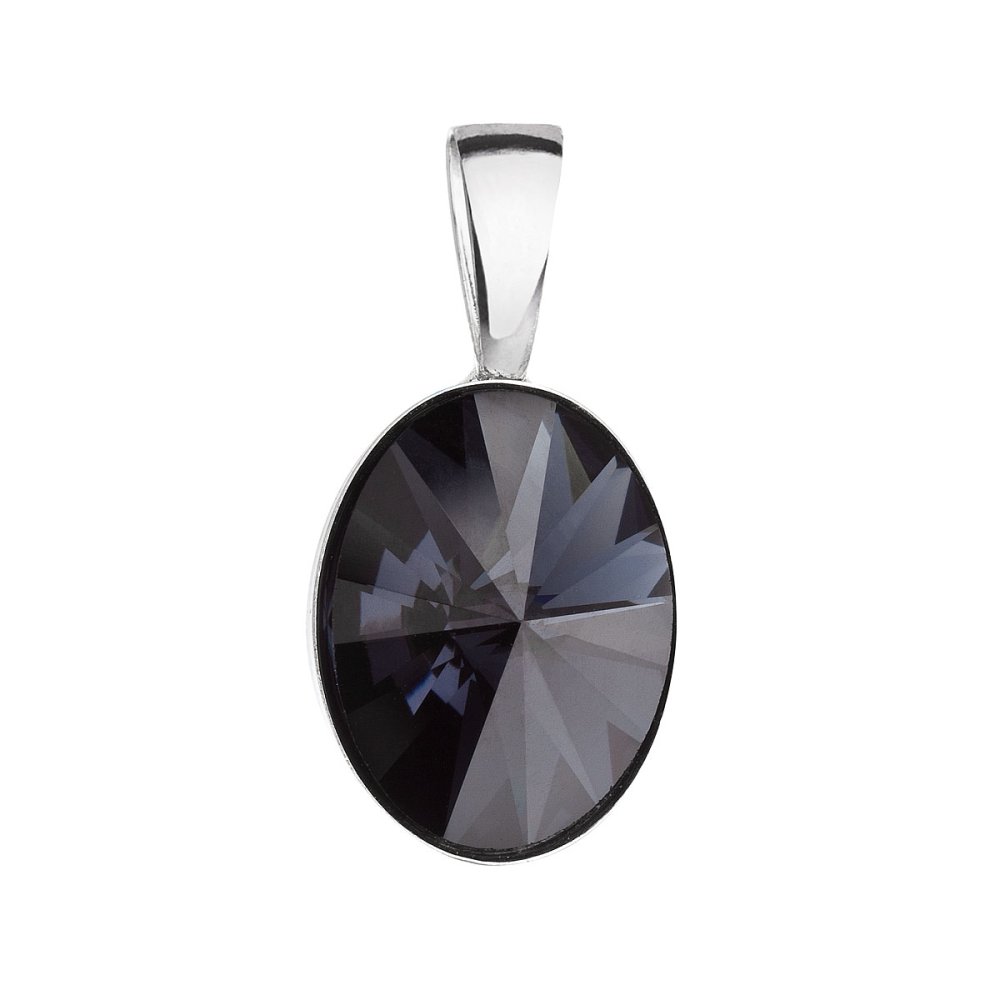 Stříbrný přívěsek s krystalem Swarovski černý ovál 34245.3 Graphite