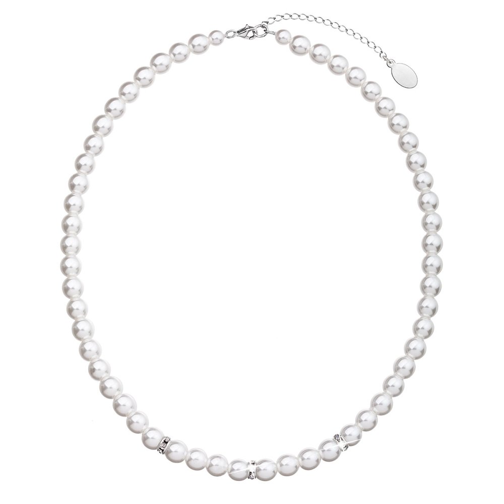 Levně Perlový náhrdelník se Swarovski Elements 32012.1 Bílý