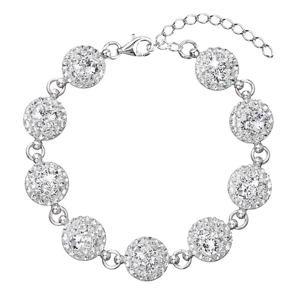 Levně Stříbrný náramek se Swarovski krystaly bílý 33048.1 Krystal