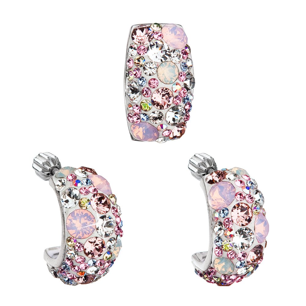 Levně Sada šperků s krystaly Swarovski náušnice a přívěsek růžový obdélník 39116.3 Magic Rose