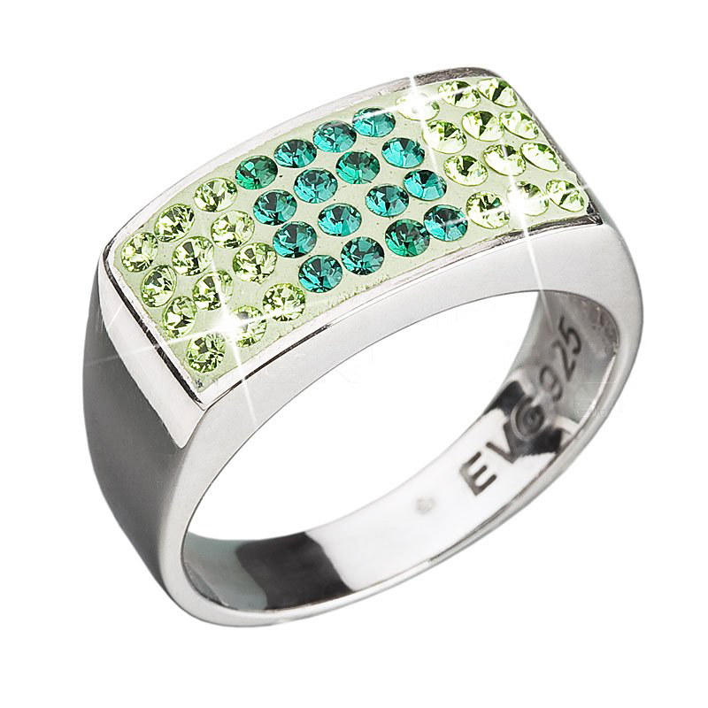 Prsten zelený se Swarovski Elements 35014.3  Emerald 52