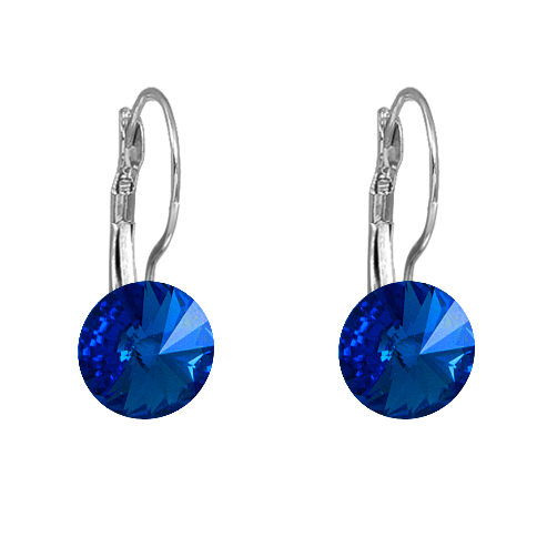 Náušnice Rivoli se Swarovski Elements visací Sapphire 8 mm