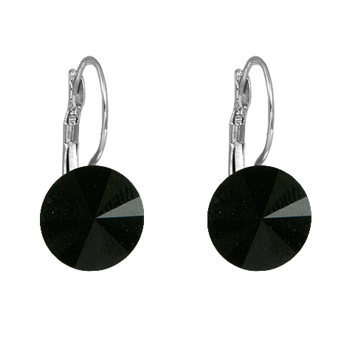 Náušnice černé Rivoli se Swarovski Elements visací Jet 12 mm