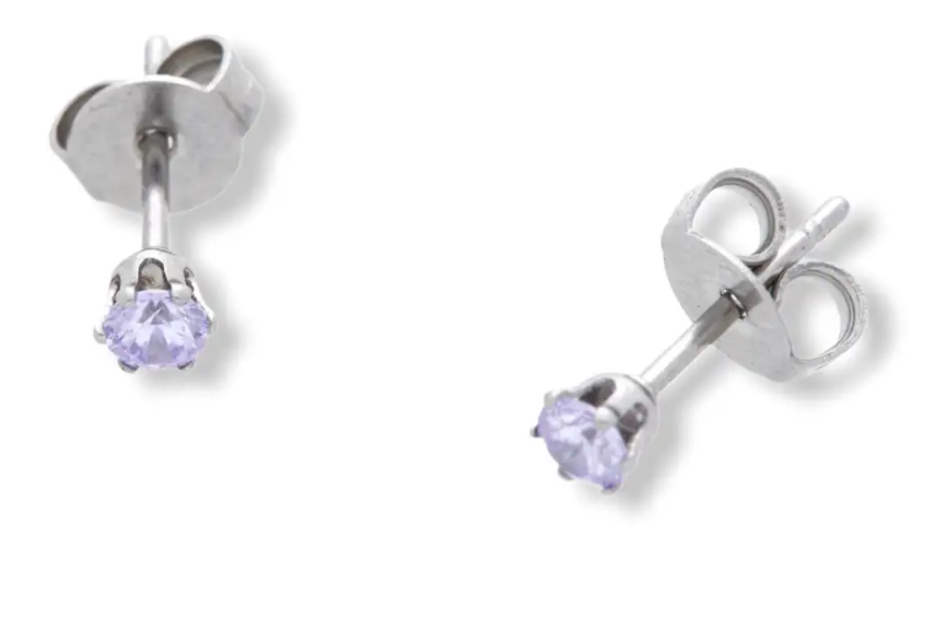 Náušnice tečka na puzetu světle fialové