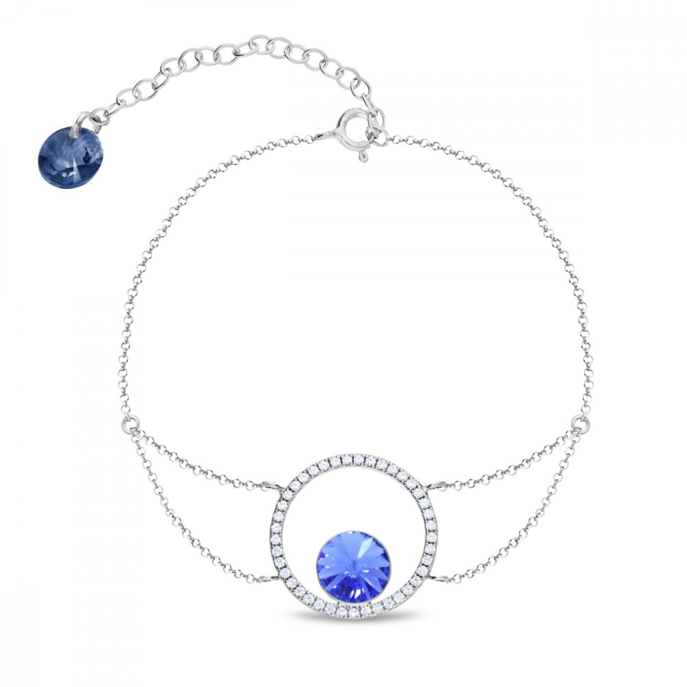 Levně Stříbrný náramek modrý se Swarovski Elements Orbita BCD1122SS39SA Sapphire