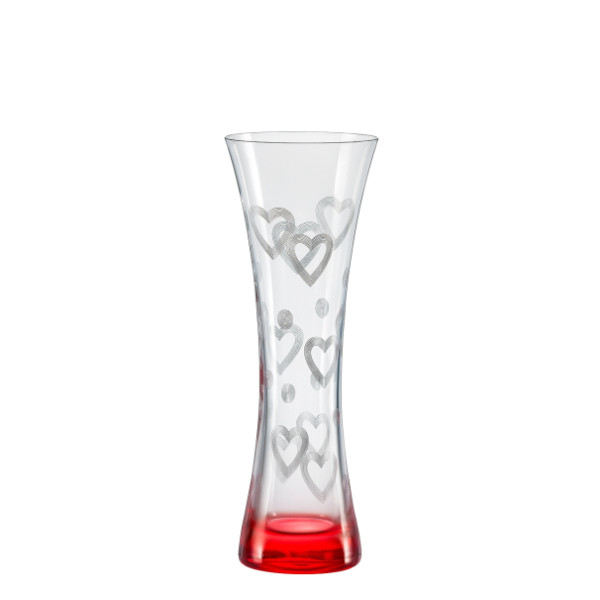 Levně Skleněná váza srdce Love dekor Q8182 19,5 cm