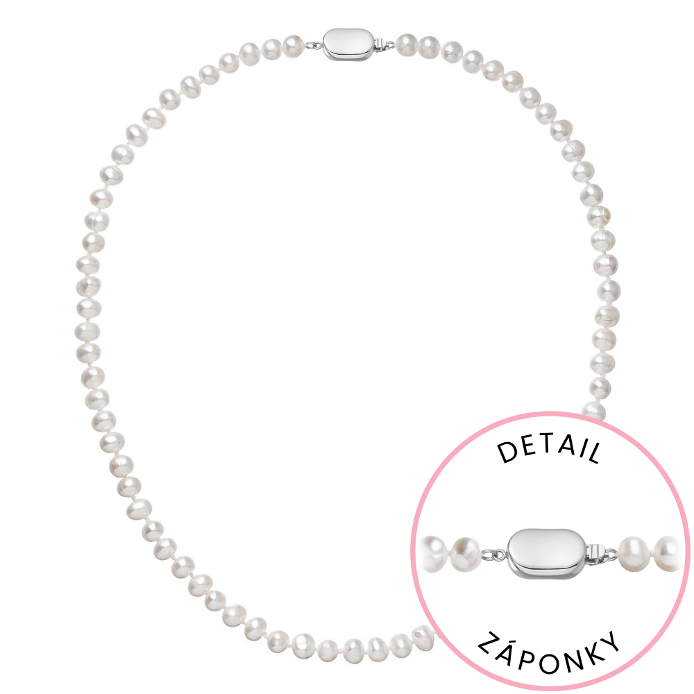 Perlový náhrdelník z říčních perel se zapínáním z bílého 14 karátového zlata 822001.1/9269B bílý,Perlový náhrdelník z říčních perel se zapínáním z bíl