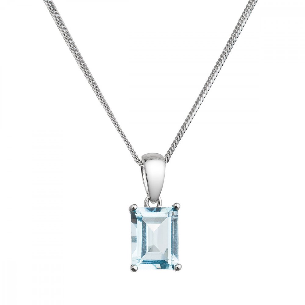 Stříbrný náhrdelník s pravým minerálním kamenem modrý 12092.3 sky topaz,Stříbrný náhrdelník s pravým minerálním kamenem modrý 12092.3 sky topaz