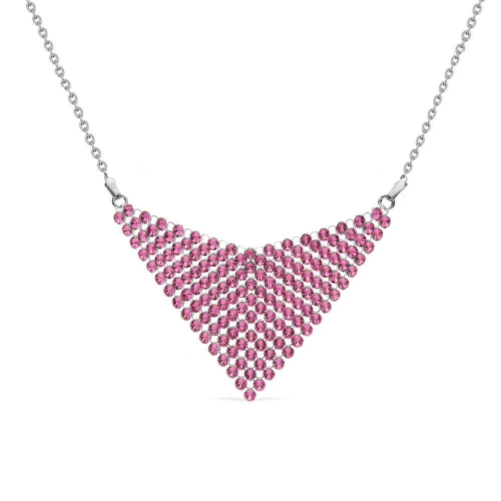Swarovski Elements Náhrdelník Chic ze stříbra s růžovými křišťály