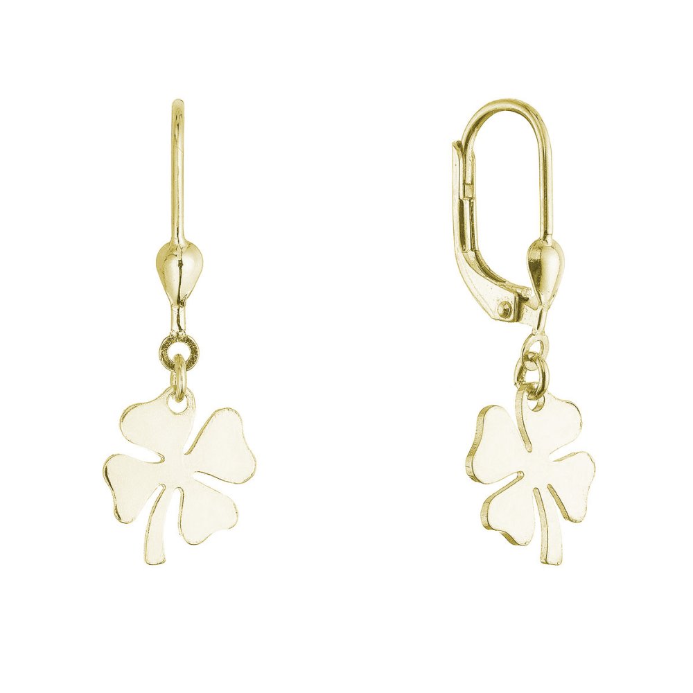 Pozlacené stříbrné náušnice čtyřlístky 61132