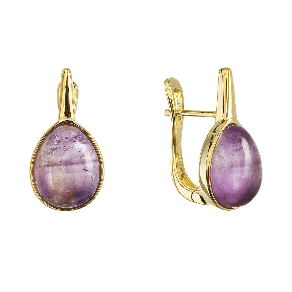 Pozlacené náušnice kapky s pravým ametystem 11730.3