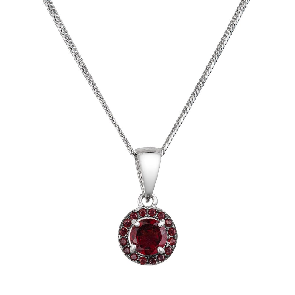 Stříbrný náhrdelník luxusní s pravými minerálními kameny rudý 12088.3 garnet