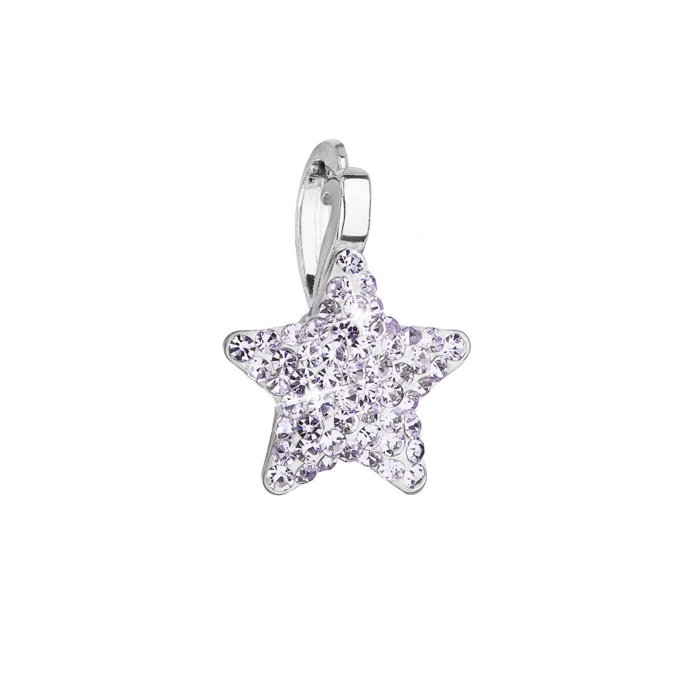 Stříbrný přívěsek s křišťály Preciosa fialová hvězdička 34259.3 Violet