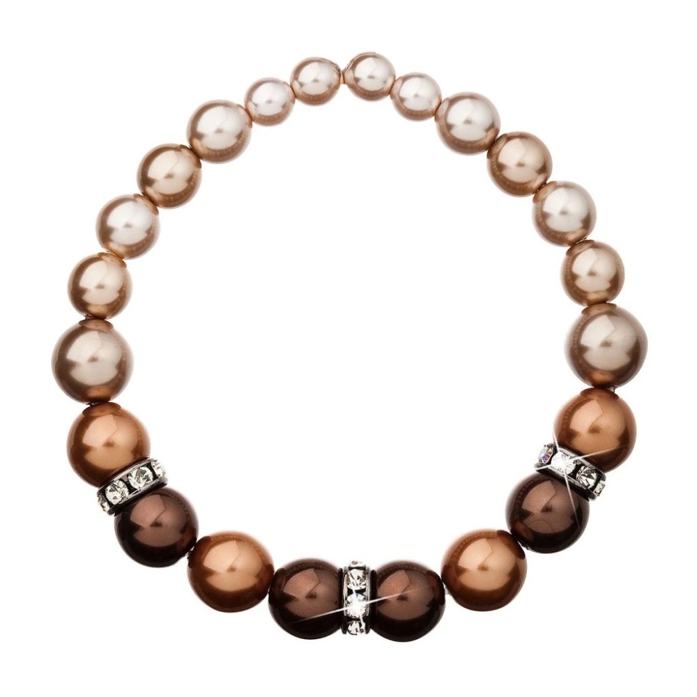 Levně Náramek se Swarovski Elements perla hnědá 33016.3 Brown