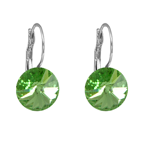 Náušnice Rivoli se Swarovski Elements visací Peridot 12 mm