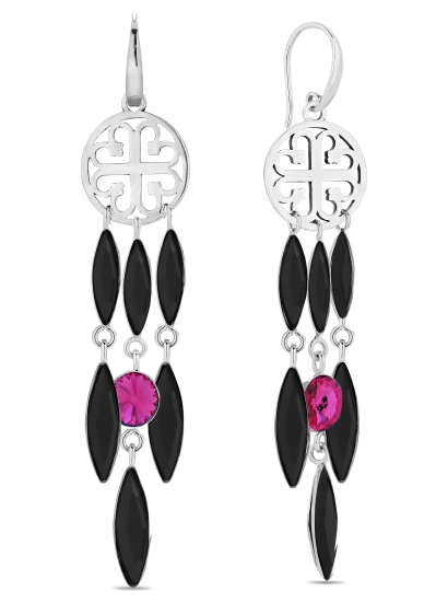 Náušnice se Swarovski Elements Roseta KWDR4200SS29JF Fuchsia