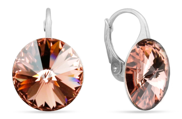 Náušnice růžové Rivoli se Swarovski Elements Sweet Candy KA112214BLR Blush Rose 14 mm