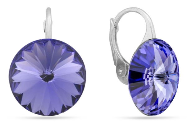 Náušnice fialové Rivoli se Swarovski Elements Sweet Candy KA112214TA Tanzanite 14 mm