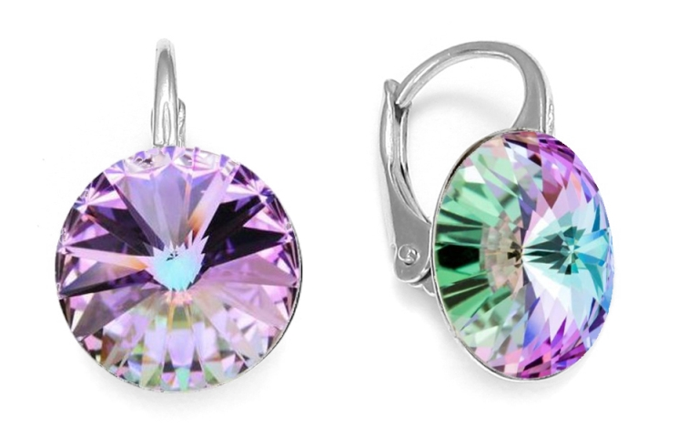 Náušnice fialovo měnivé Rivoli se Swarovski Elements Sweet Candy  K112212VL Vitrail Light 12 mm