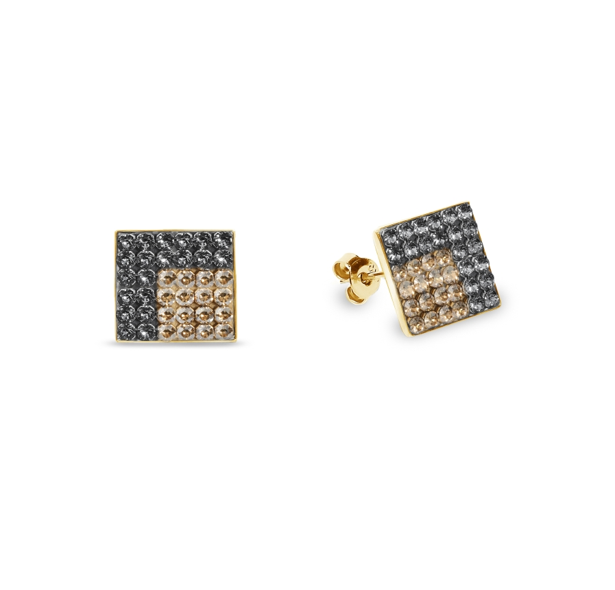 Náušnice šedé se Swarovski Elements Kingdom Studs KGFM6SNGS Silver Night