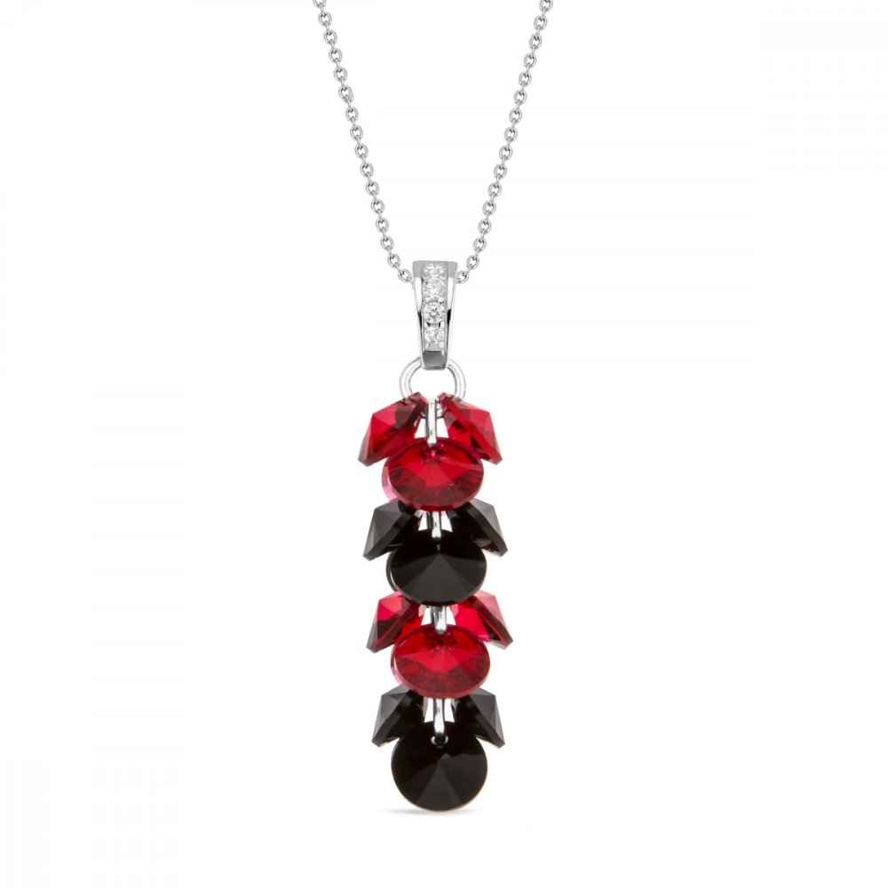 Náhrdelník červeno černý se Swarovski Elements Frou Frou ND6428SCJ Scarlet + Jet