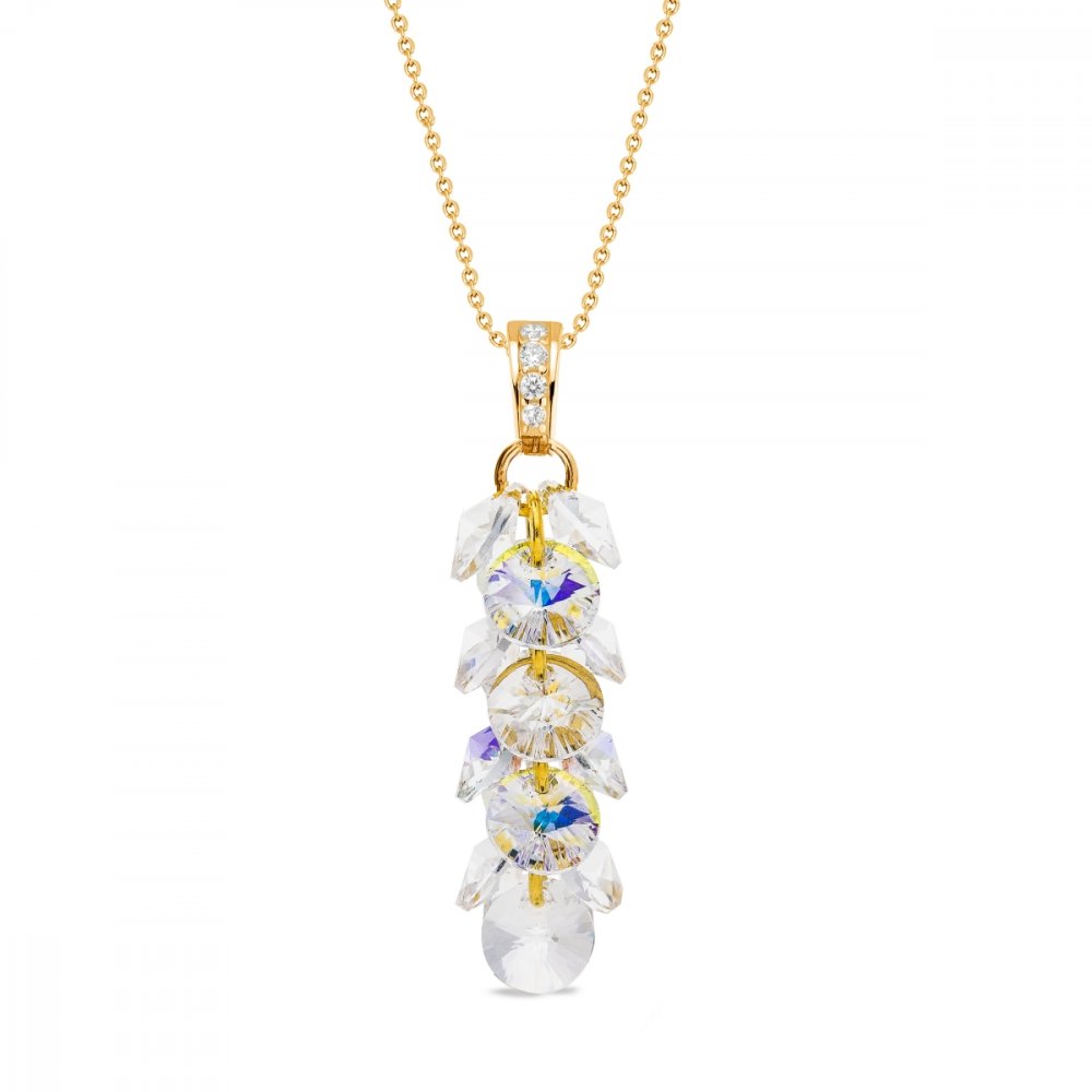 Levně Náhrdelník čirý se Swarovski Elements Frou Frou NDG6428CAB Krystal + AB