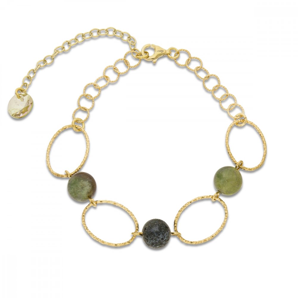 Stříbrný pozlacený náramek zelený Crystalactite BG6017VM8IA Vitrail Medium