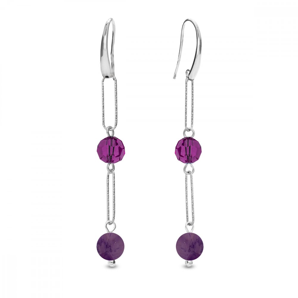 Stříbrné náušnice fialové Trilliant KW4706AM6AMD Amethyst