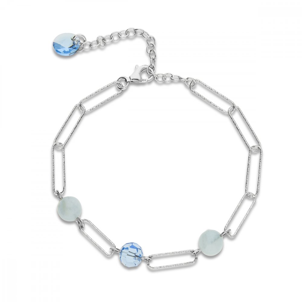 Stříbrný náramek modrý Trilliant B4706AQ6AQM Aquamarine