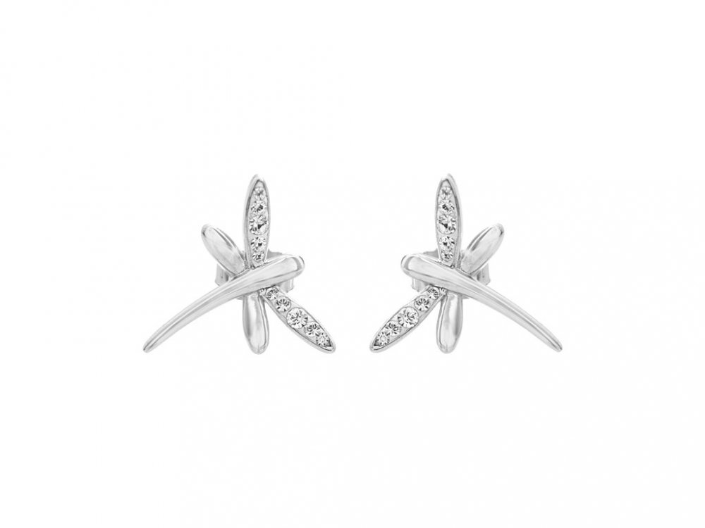 Stříbrné náušnice vážka se Swarovski Elements Krystal