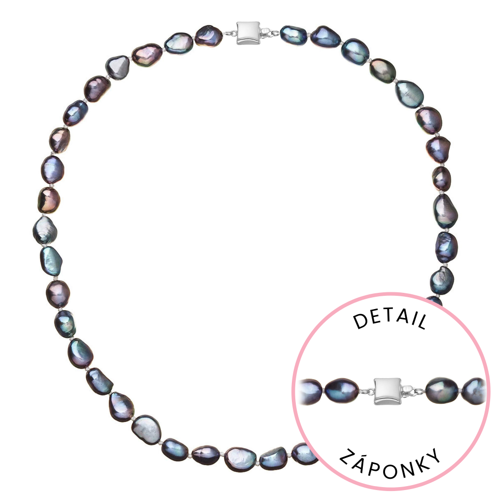 Perlový náhrdelník z říčních perel se zapínáním z bílého 14 karátového zlata 822027.3/9268B peacock,Perlový náhrdelník z říčních perel se zapínáním z